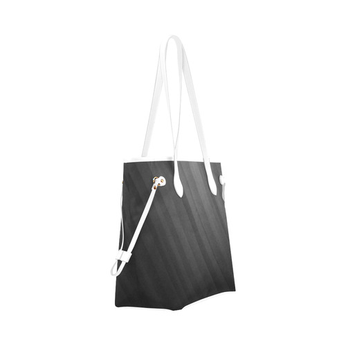Black Dark Gray Diagonal Stripes Clover Canvas Tote Bag (Model 1661)