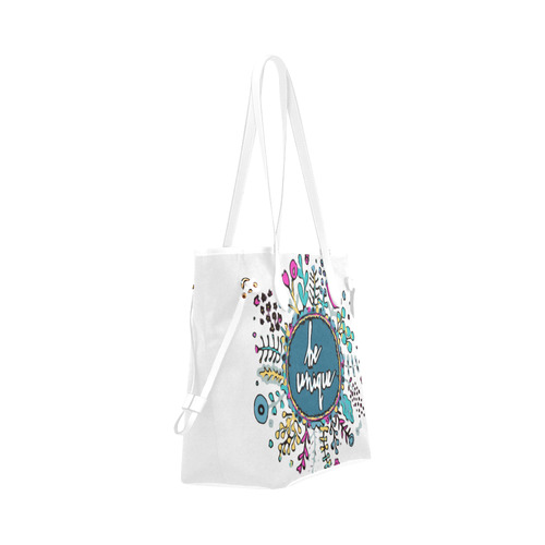 Pink Teal Be Unique Floral Watercolor Clover Canvas Tote Bag (Model 1661)