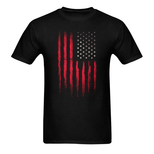 American flag Patriotic Red Grunge t-shirt Men's T-Shirt in USA Size (Two Sides Printing)