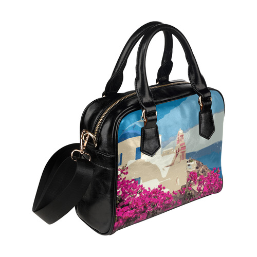 French Riviera Villa Bougainvillea Pink Floral Shoulder Handbag (Model 1634)