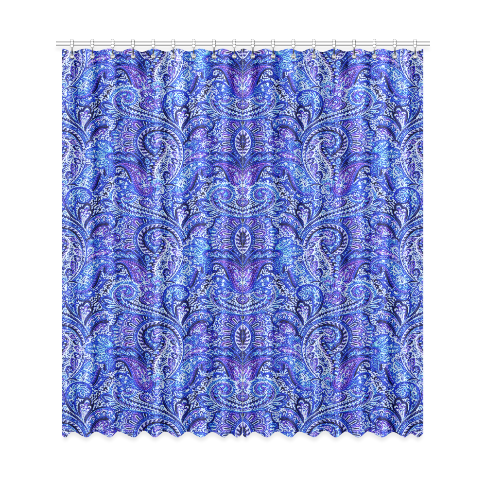 Classic Paisley Vibrant Blue Window Curtain 50"x108"(Two Piece) ID