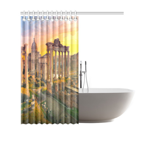 Rome Travel Ruins of Forum St Peters Dome Sunset Shower Curtain 69"x70"