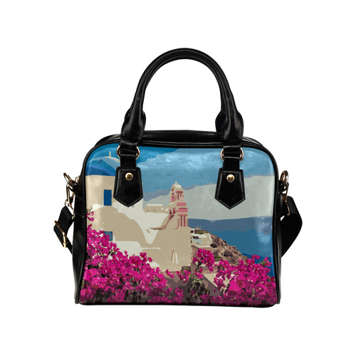 French Riviera Villa Bougainvillea Pink Floral Shoulder Handbag (Model 1634)