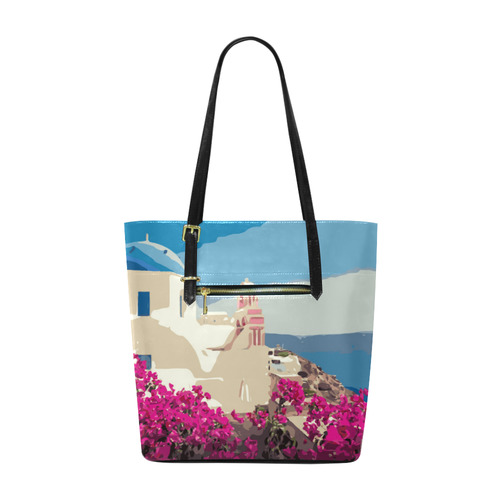 French Riviera Villa Bougainvillea Pink Floral Euramerican Tote Bag/Small (Model 1655)