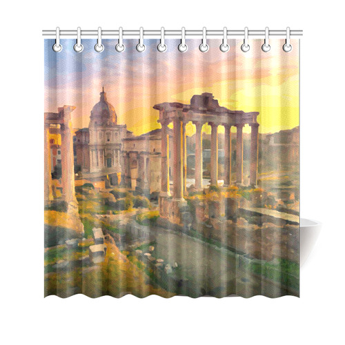 Rome Travel Ruins of Forum St Peters Dome Sunset Shower Curtain 69"x70"