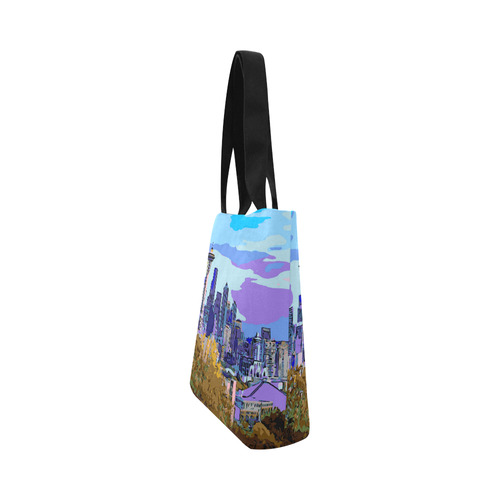 Seattle Skyline Space Needle Mt Rainier Canvas Tote Bag (Model 1657)