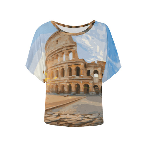 Rome Coliseum At Sunset Women's Batwing-Sleeved Blouse T shirt (Model T44)