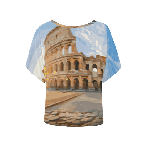 Rome Coliseum At Sunset Women's Batwing-Sleeved Blouse T shirt (Model T44)