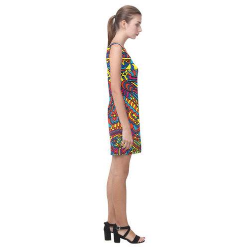 Groovy ZenDoodle Colorful Art Medea Vest Dress (Model D06)