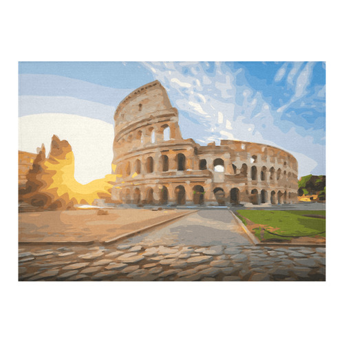 Rome Coliseum At Sunset Cotton Linen Tablecloth 60"x 84"