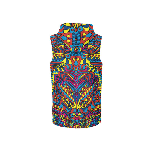 Groovy ZenDoodle Colorful Art All Over Print Sleeveless Zip Up Hoodie for Women (Model H16)