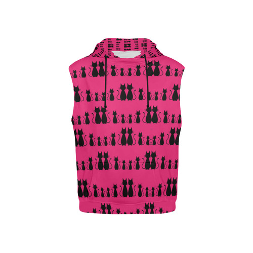 Cat Pattern All Over Print Sleeveless Hoodie for Kid (Model H15)