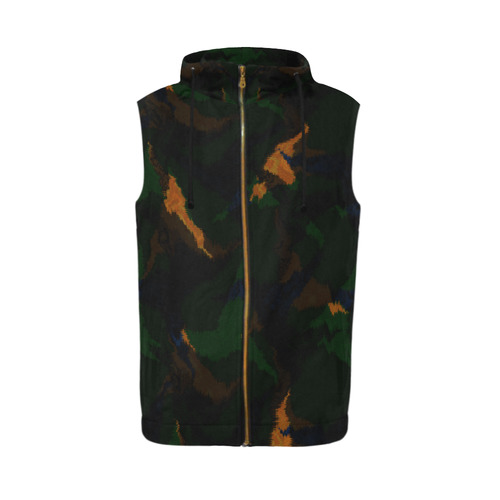 Army All Over Print Sleeveless Zip Up Hoodie for Men (Model H16)