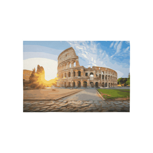 Rome Coliseum At Sunset Cotton Linen Wall Tapestry 60"x 40"