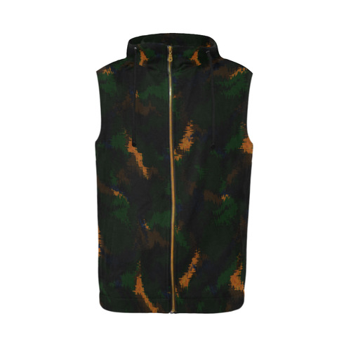Army All Over Print Sleeveless Zip Up Hoodie for Men (Model H16)