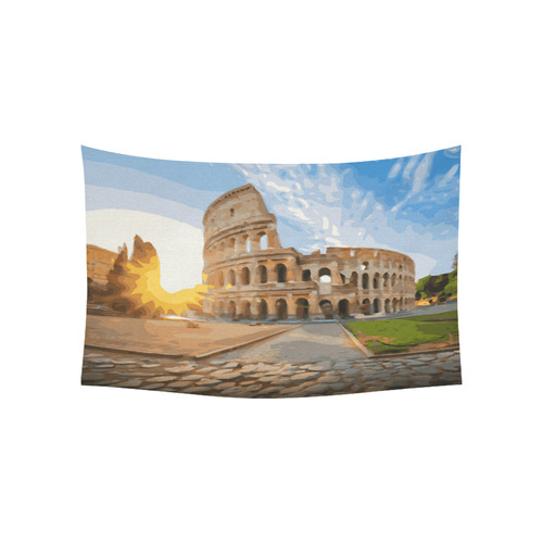 Rome Coliseum At Sunset Cotton Linen Wall Tapestry 60"x 40"