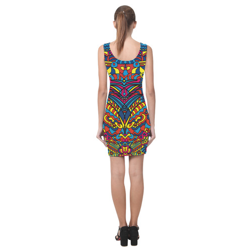 Groovy ZenDoodle Colorful Art Medea Vest Dress (Model D06)