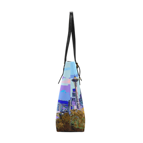 Seattle Skyline Space Needle Mt Rainier Euramerican Tote Bag/Small (Model 1655)