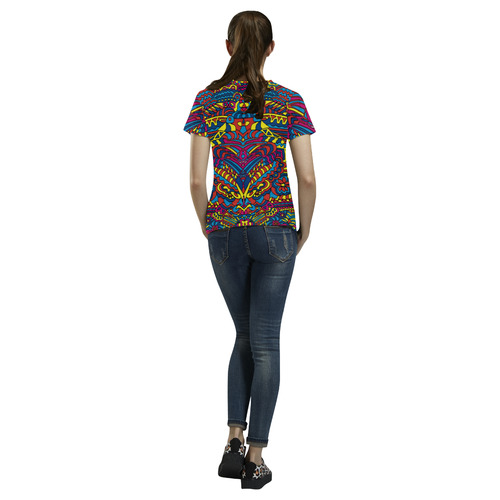 Groovy ZenDoodle Colorful Art All Over Print T-Shirt for Women (USA Size) (Model T40)