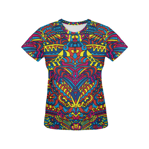 Groovy ZenDoodle Colorful Art All Over Print T-Shirt for Women (USA Size) (Model T40)