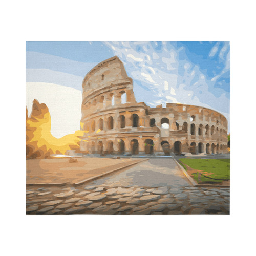 Rome Coliseum At Sunset Cotton Linen Wall Tapestry 60"x 51"
