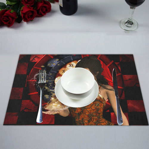 Beautiful steampunk lady Placemat 14’’ x 19’’ (Six Pieces)