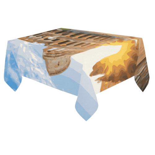 Rome Coliseum At Sunset Cotton Linen Tablecloth 60"x 84"