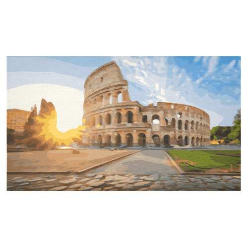 Rome Coliseum At Sunset Cotton Linen Tablecloth 60"x 104"