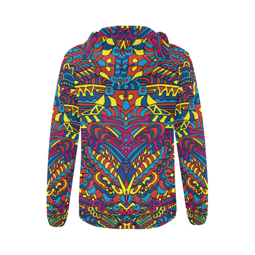 Groovy ZenDoodle Colorful Art All Over Print Full Zip Hoodie for Women (Model H14)