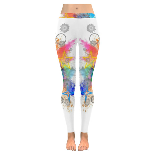 Color blobs by Nico Bielow Low Rise Leggings (Invisible Stitch) (Model L05)