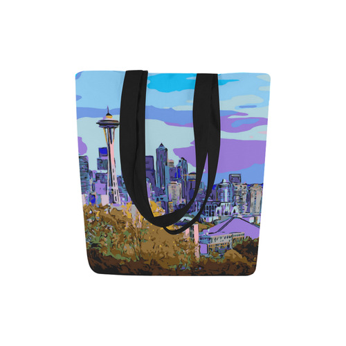 Seattle Skyline Space Needle Mt Rainier Canvas Tote Bag (Model 1657)