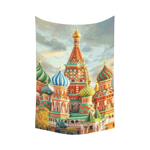 Kremlin Moscow Russia St Basel Cathedral Cotton Linen Wall Tapestry 60"x 90"