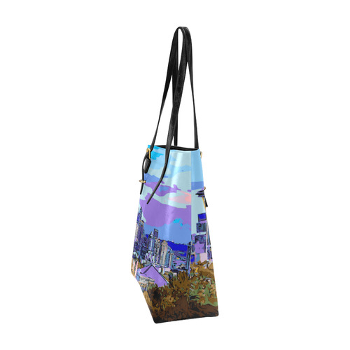 Seattle Skyline Space Needle Mt Rainier Euramerican Tote Bag/Small (Model 1655)