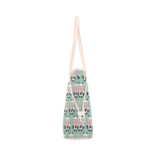 Cute Cow Pattern Clover Canvas Tote Bag (Model 1661)
