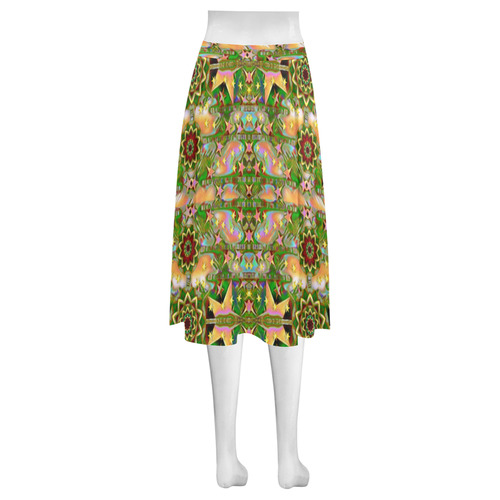 star shines on earth for peace in colors Mnemosyne Women's Crepe Skirt (Model D16)