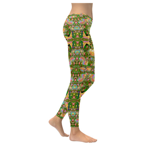 star shines on earth for peace in colors Women's Low Rise Leggings (Invisible Stitch) (Model L05)