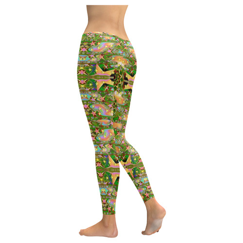 star shines on earth for peace in colors Women's Low Rise Leggings (Invisible Stitch) (Model L05)