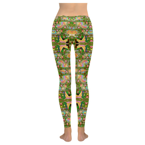 star shines on earth for peace in colors Women's Low Rise Leggings (Invisible Stitch) (Model L05)