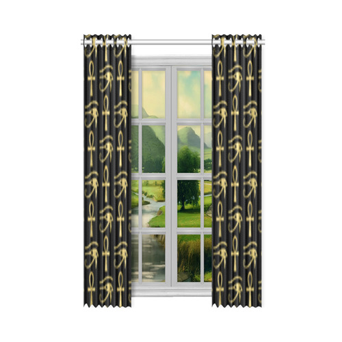 Black Gold Ankh And Eye Of Ra Curtains New Window Curtain 50 X