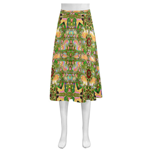 star shines on earth for peace in colors Mnemosyne Women's Crepe Skirt (Model D16)