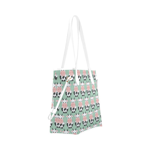 Cute Cow Pattern Clover Canvas Tote Bag (Model 1661)