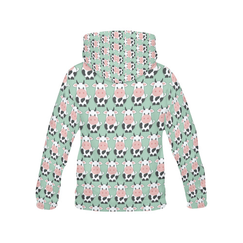 Cute Cow Pattern All Over Print Hoodie for Women (USA Size) (Model H13)
