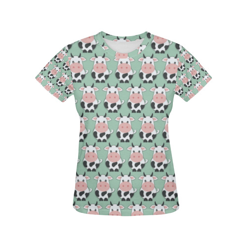Cute Cow Pattern All Over Print T-Shirt for Women (USA Size) (Model T40)