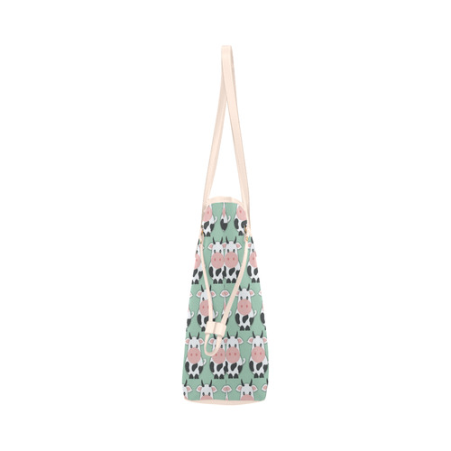 Cute Cow Pattern Clover Canvas Tote Bag (Model 1661)