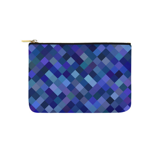 Autumn Colored Squares Blue Carry-All Pouch 9.5''x6''