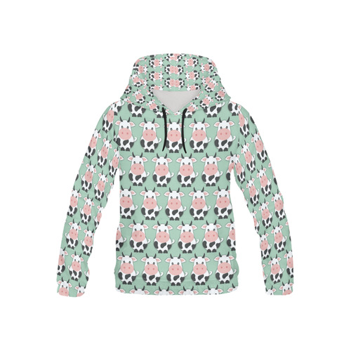 Cute Cow Pattern All Over Print Hoodie for Kid (USA Size) (Model H13)