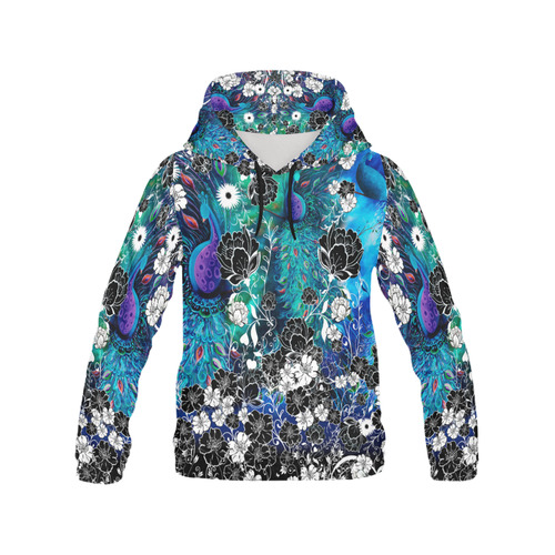 Peacock Colorful Print Hoodie by Juleez All Over Print Hoodie for Women (USA Size) (Model H13)