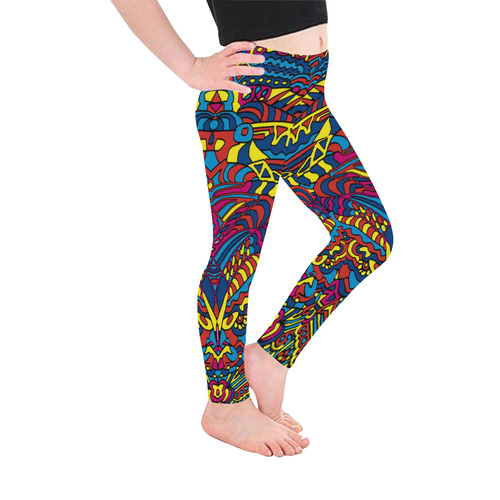 Groovy ZenDoodle Colorful Art Kid's Ankle Length Leggings (Model L06)