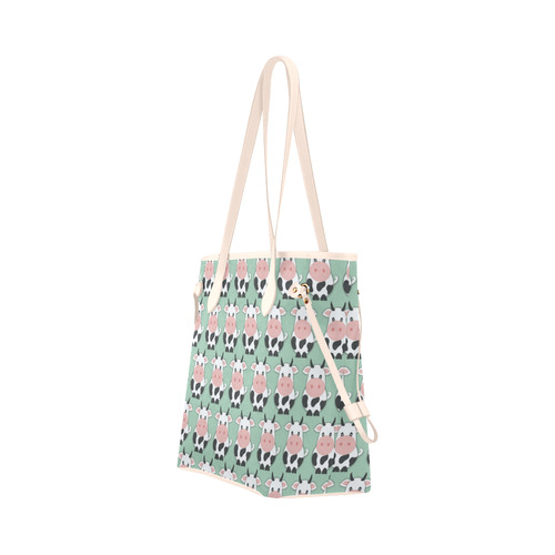 Cute Cow Pattern Clover Canvas Tote Bag (Model 1661)