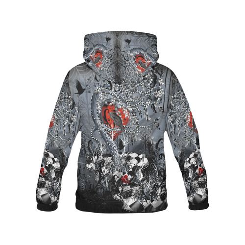 Raven Heart Print By Juleez All Over Print Hoodie for Women (USA Size) (Model H13)